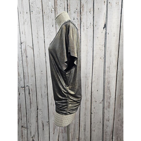 Rock & Republic Women's S Metallic Studded Ruched Side‎ V-Neck Blouse Top EUC - Picture 5 of 8